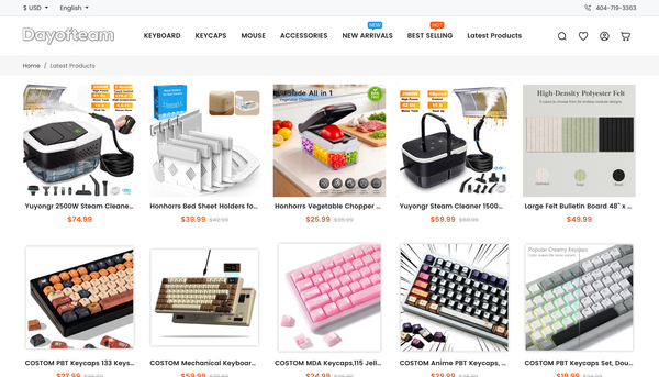 机械键盘与桌面外设品牌商城首页 页面截图 2